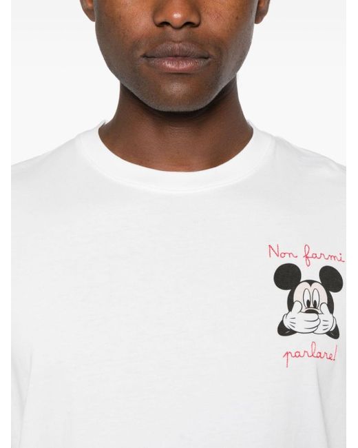 Mc2 Saint Barth White X Disney Mickey-print Cotton T-shirt for men