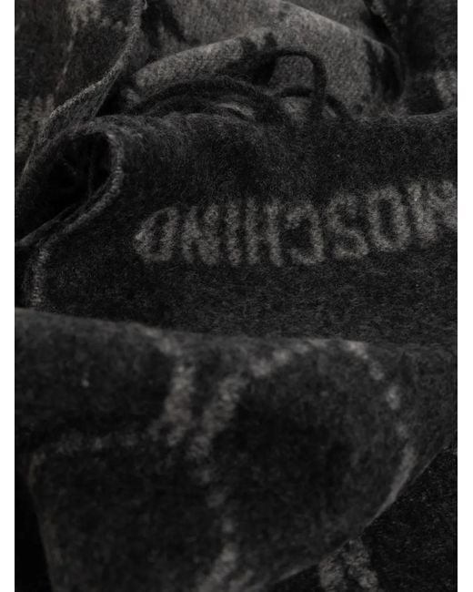Moschino Black Cashmere Scarf With Monogram