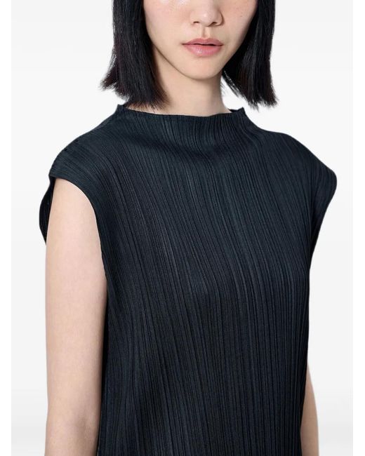 Pleats Please Issey Miyake Blue Pleated Sleeveless Dress