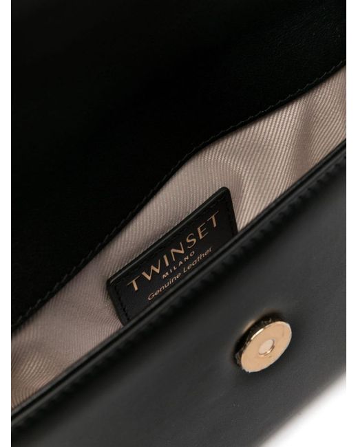 Twin Set Black Logo-plaque Leather Cross Body Bag