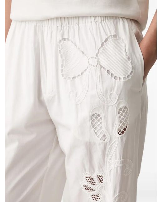 Stine Goya White Cut-Out Embroidered Trousers