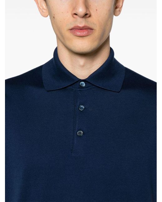 Brunello Cucinelli Poloshirt mit Kontrastdetail in Blue für Herren