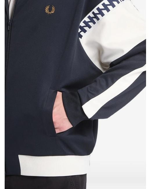 Fred Perry Blue Logo-Embroidered Panelled Jacket for men