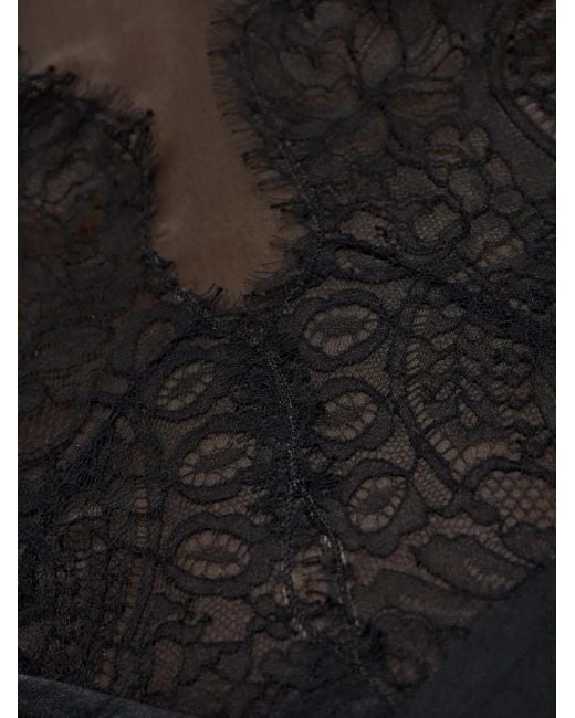 IRO Black Lace-Insert Midi Slip Dress