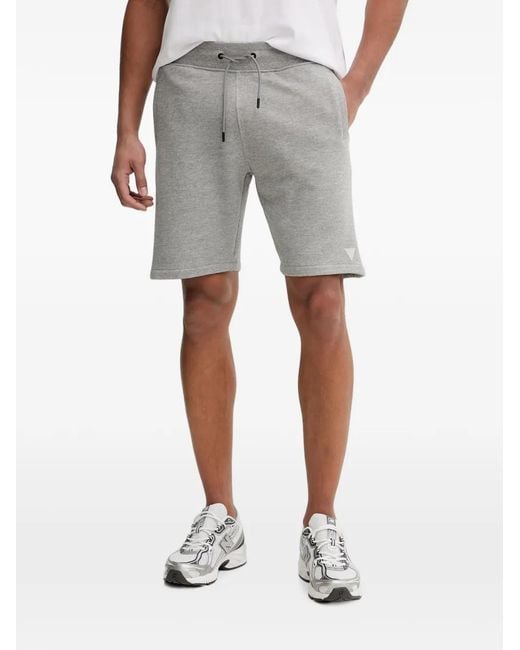 Guess Gray Logo-Patch Track Shorts for men