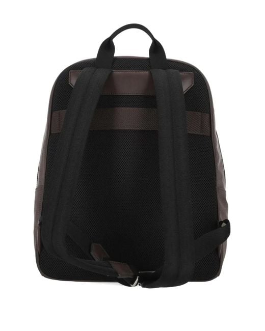 Bally Brown Zip Striped Backpack for men