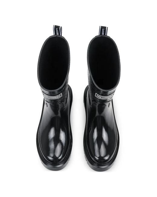 Karl Lagerfeld Black Bottes À Logo Embossé
