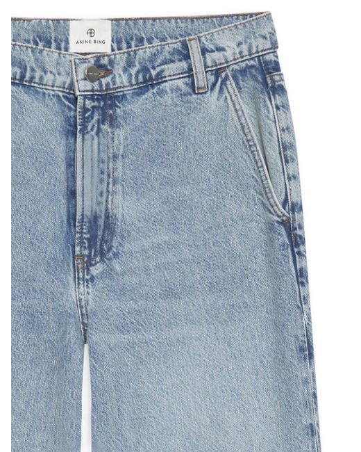 Anine Bing Blue Briley High-rise Wide-leg Jeans