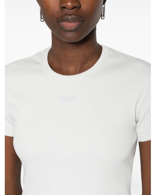 Off-White c/o Virgil Abloh Off Stamp Katoenen T-shirt in het White