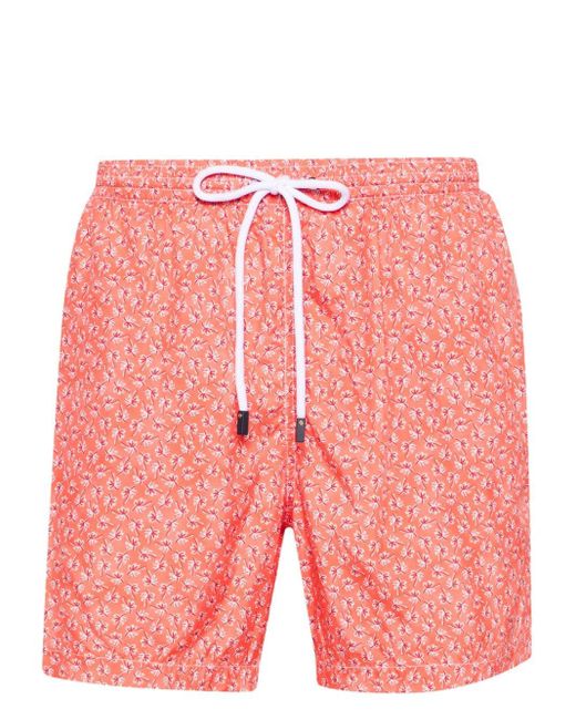 Barba Napoli Pink Palm Tree-print Swim Shorts for men