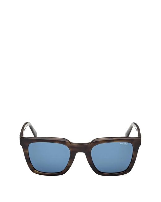 GUESS EYEWEAR Blue Tortoiseshell-Effect Square-Frame Sunglasses for men