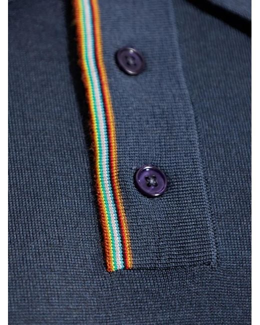 Paul Smith Blue Striped-Detail Polo Shirt for men