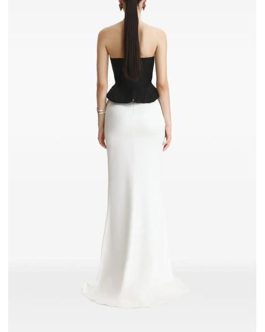 Benedetto Black Tulle-Panel Peplum Corset Top