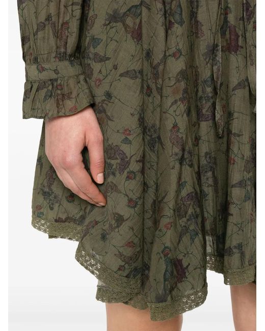Zadig & Voltaire Green Ranil Floral-Print Mini Dress