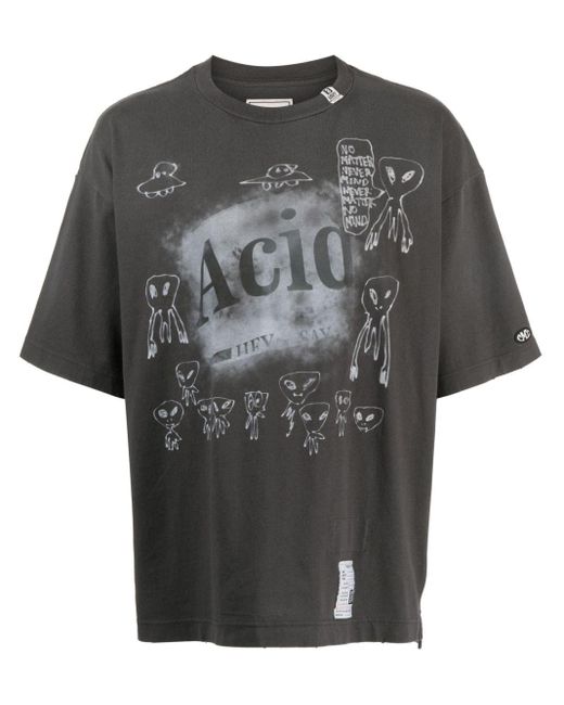 Maison Mihara Yasuhiro T-Shirt mit grafischem Print in Gray für Herren