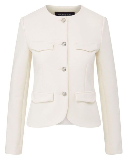 Veronica Beard White Kensington Button-up Jacket