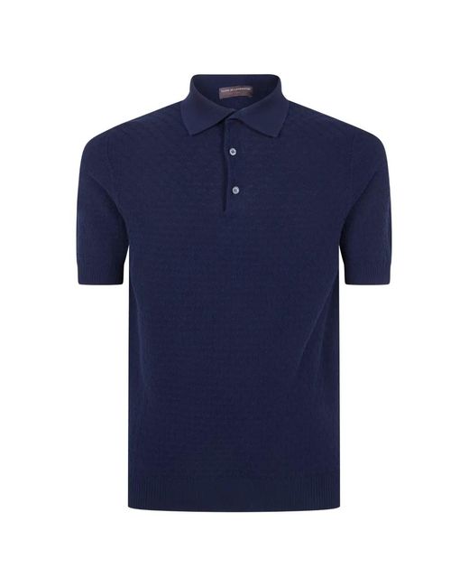 FILIPPO DE LAURENTIIS Blue Short-Sleeve Polo Shirt for men