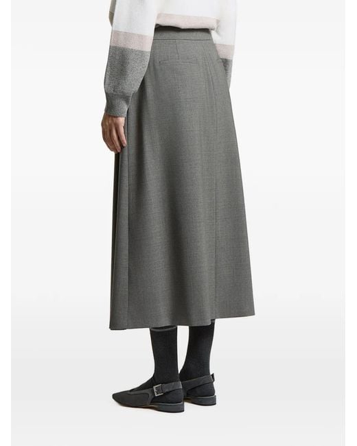 Peserico Gray Pleated Midi Skirt