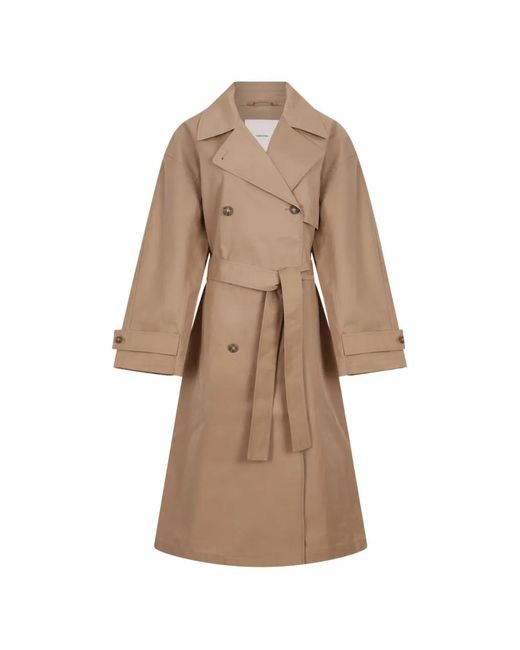 Calvin Klein Natural Belted Double-Breasted Trench Coat