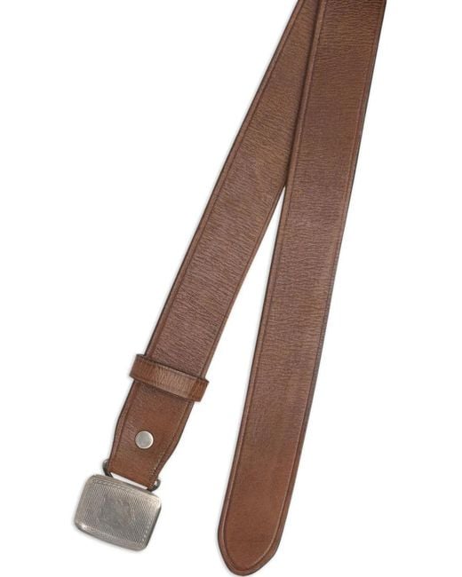 RRL White Leather Rectangle-Buckle Belt for men