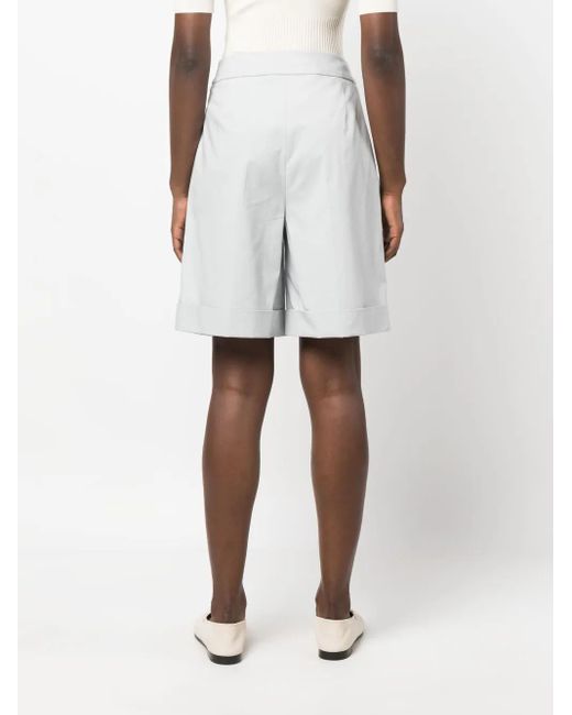 Eleventy White Cotton-Blend Tailored Shorts