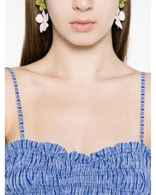 Faithfull The Brand Blue Presa Shirred Mini Dress