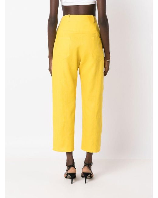 Olympiah Yellow Cropped Button-front Trousers