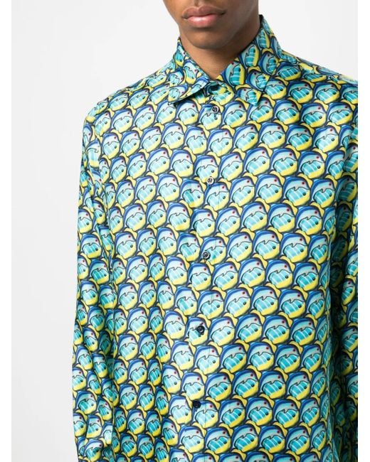 BOTTER Green Graphic-Print Satin-Finish Shirt for men