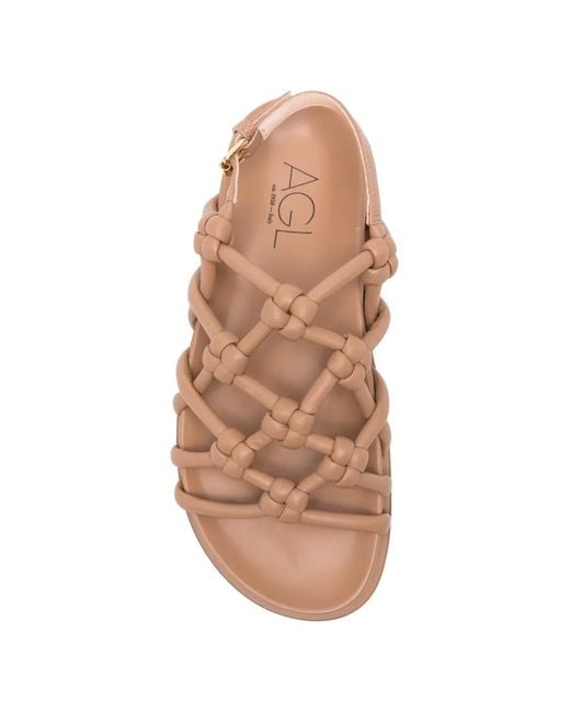 Agl Attilio Giusti Leombruni Brown Knots Cristina Leather Sandals