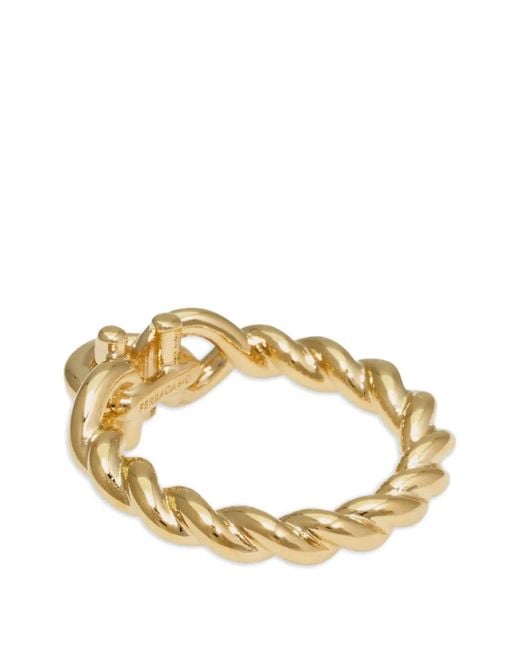 Ferragamo Metallic Gancini Twisted Ring (54 Mm)