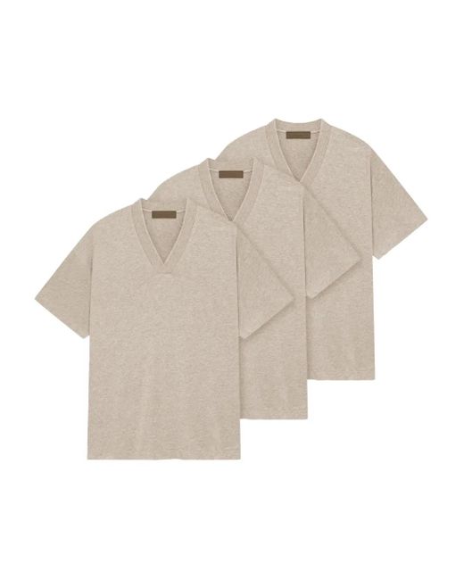 Fear Of God Drie T-Shirts Met Korte Mouwen En V-Hals in het Natural voor heren