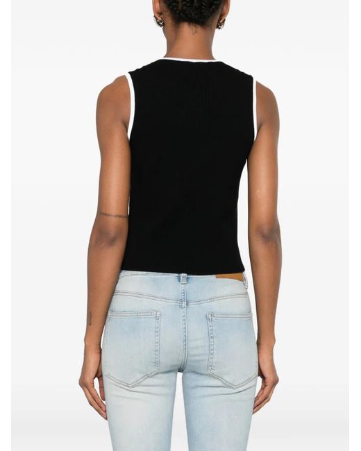Amiri Black Ma Logo-Embroidered Ribbed Tank Top