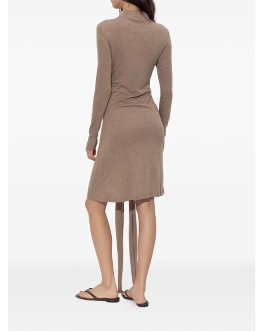 Ganni Natural Tie-Detail Button-Up Mini Dress