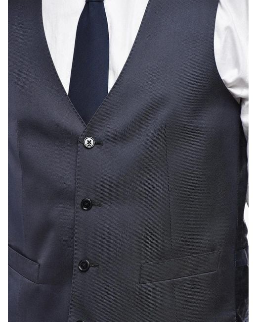 Corneliani Blue Silk-Twill Waistcoat for men