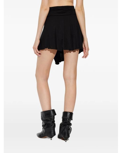 Isabel Marant Black Rosinda Ruched-Waist Ruffled Mini Skirt