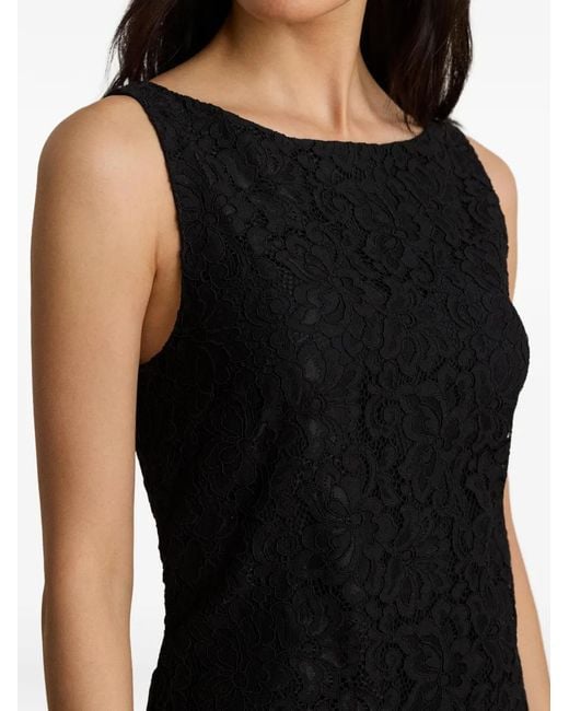 Ralph Lauren Black Robe En Dentelle À Design Sans Manches
