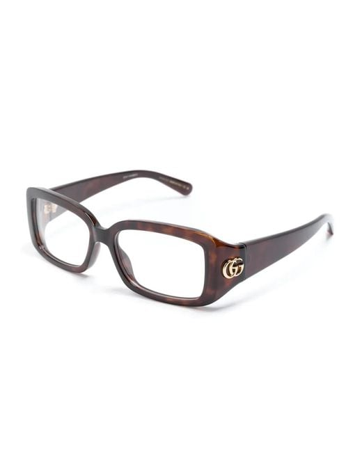 Gucci Brown Tortoiseshell-Effect Square-Frame Glasses