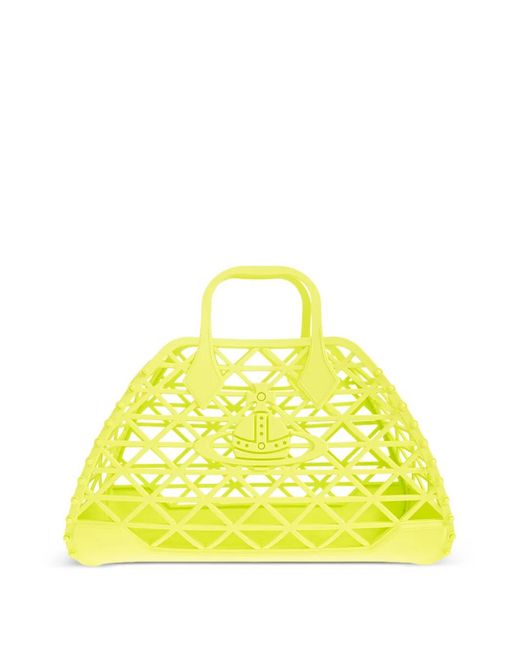 Vivienne Westwood Yellow X-Ray Orb-Detail Lattice Tote Bag