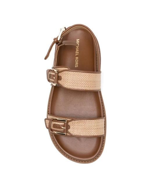MICHAEL Michael Kors Natural Nia Buckle-Strap Woven Sandals