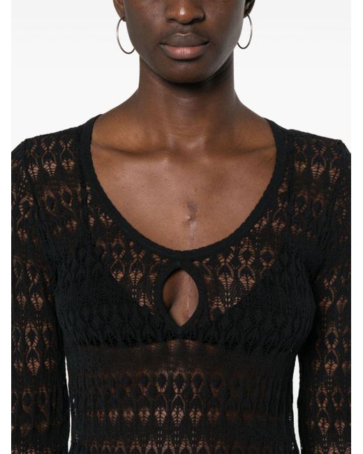 Isabel Marant Black Poros Crochet Maxi Dress