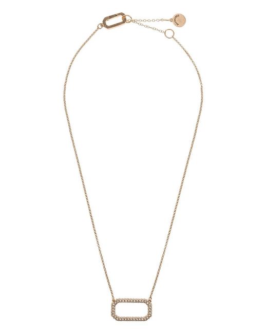 AllSaints Metallic Rectangle-Frame Crystal Necklace