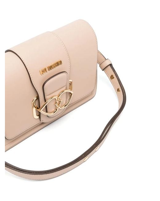 Love Moschino Pink Heart-plaque Shoulder Bag