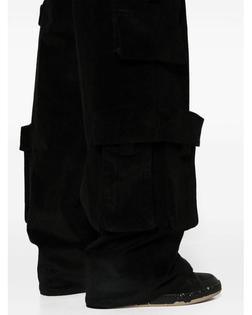 Amiri Black Mid-rise Corduroy Cargo Trousers for men