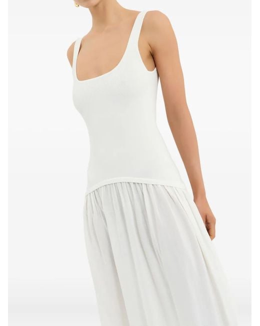 Rebecca Vallance White Kristen Midi Square Neck Dress