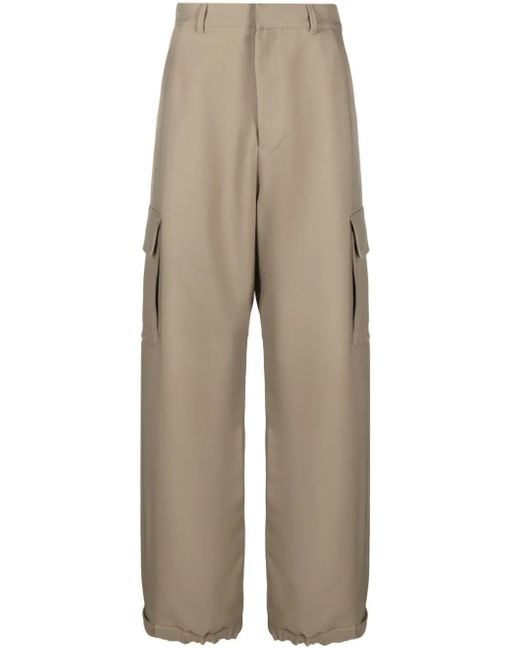 Off-White c/o Virgil Abloh Natural Ow Emb Drill Wide-leg Cargo Trousers for men
