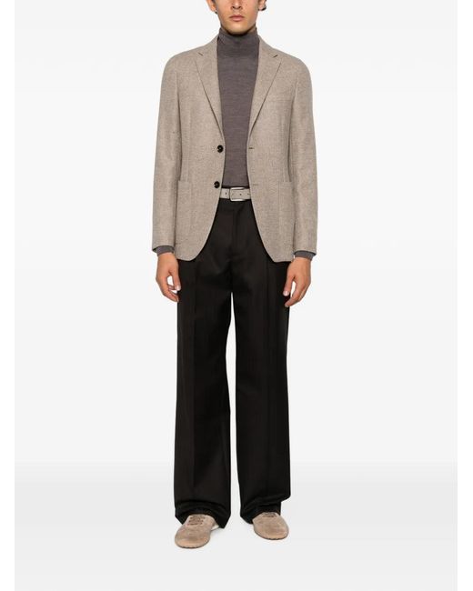 Zegna Brown Herringbone-Pattern Wool-Blend Jacket for men
