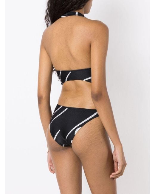Adriana Degreas Black Déco Striped Halterneck Bikini