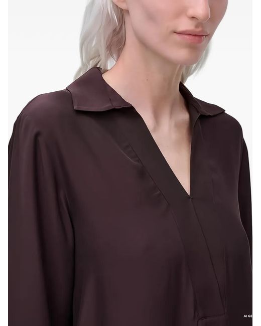 Benetton Purple V-Neck Three-Quarter Sleeve Blouse