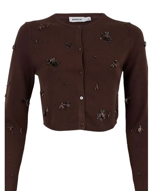 Cardigan Crop À Ornements En Cristal Zadie Jonathan Simkhai en coloris Brown
