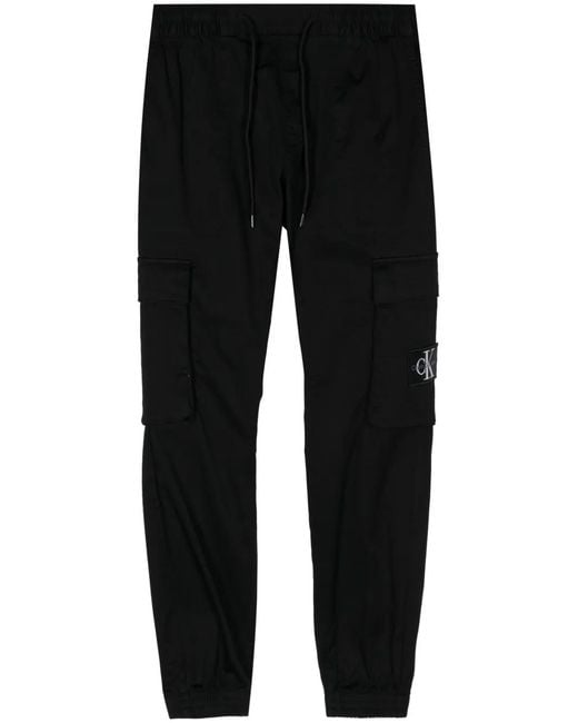 Calvin Klein Black Logo-Patch Track Pants for men